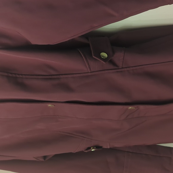 NWT LIZ CLAIBORNE WINE HOODED COAT JACKET GOLD HARDWARE - Picture 7 of 17